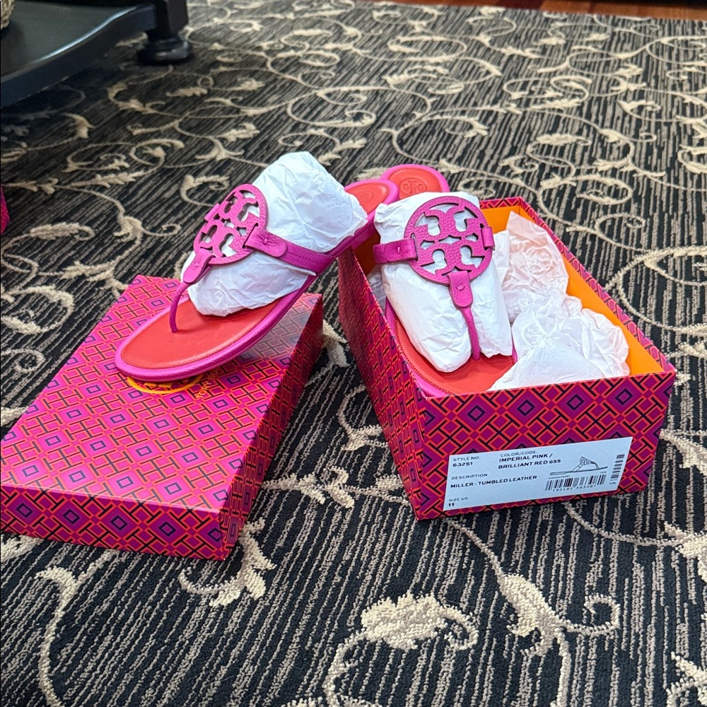 Tory Burch Pink and Red Sandals